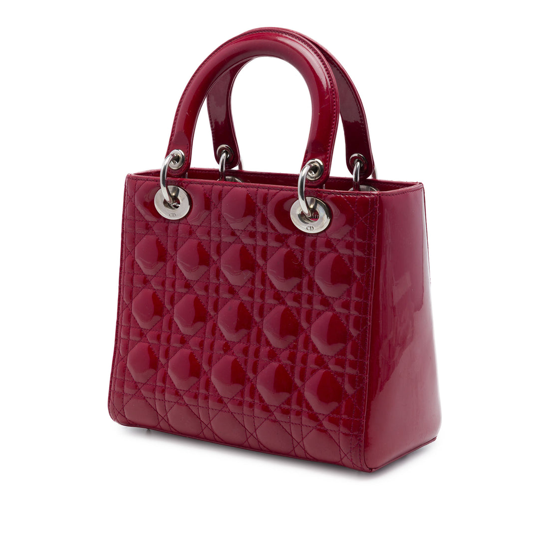 Dior Sac à main Lady Dior Cannage Moyen Rouge – vue 2 – GABY PARIS