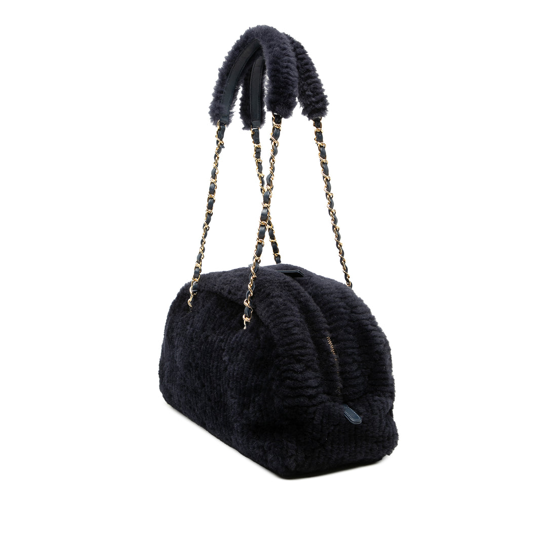 Chanel Coco Neigh Matelassé Shearling Sac bowling Grand Matière naturelle