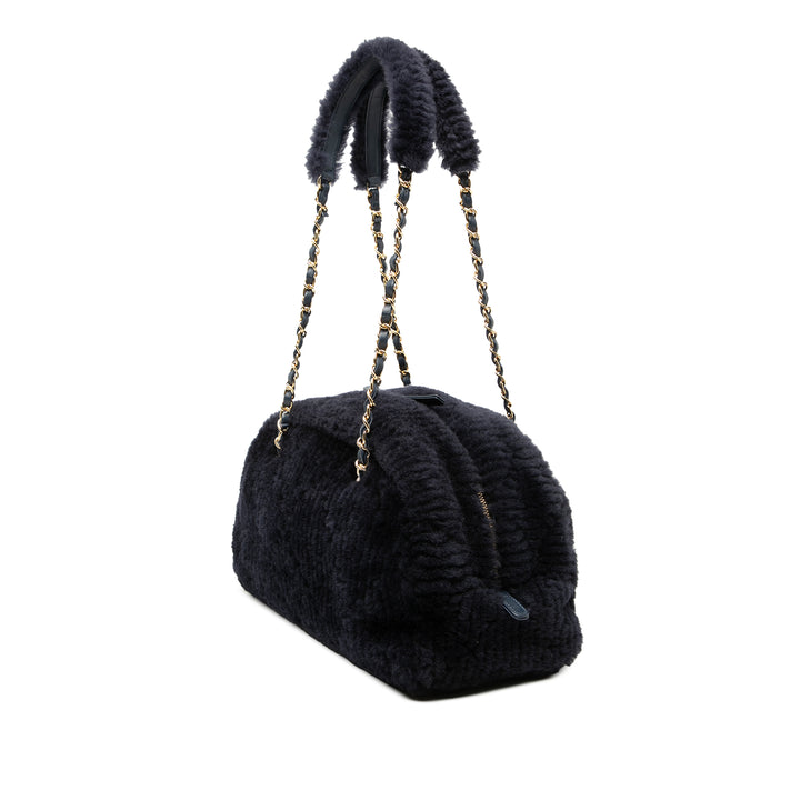 Chanel Coco Neigh Matelassé Shearling Sac bowling Grand Matière naturelle