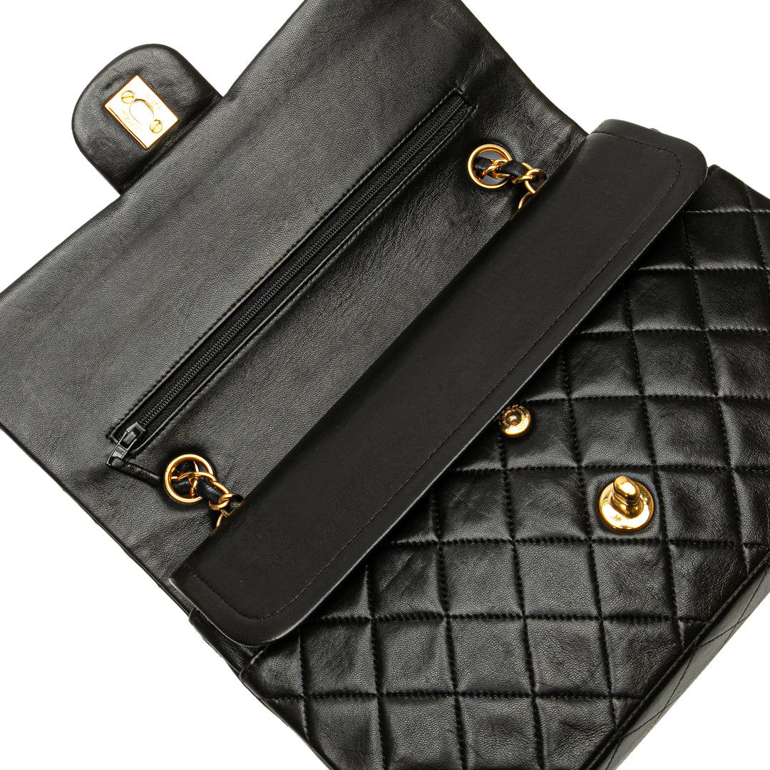 Chanel Medium Classic Cuir d’agneau Double rabat Noir