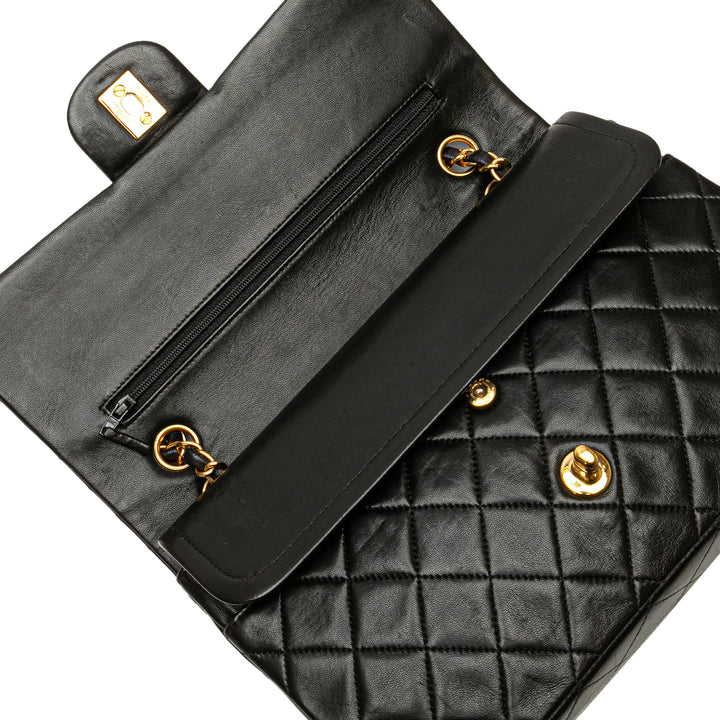 Chanel Medium Classic Cuir d’agneau Double rabat Noir