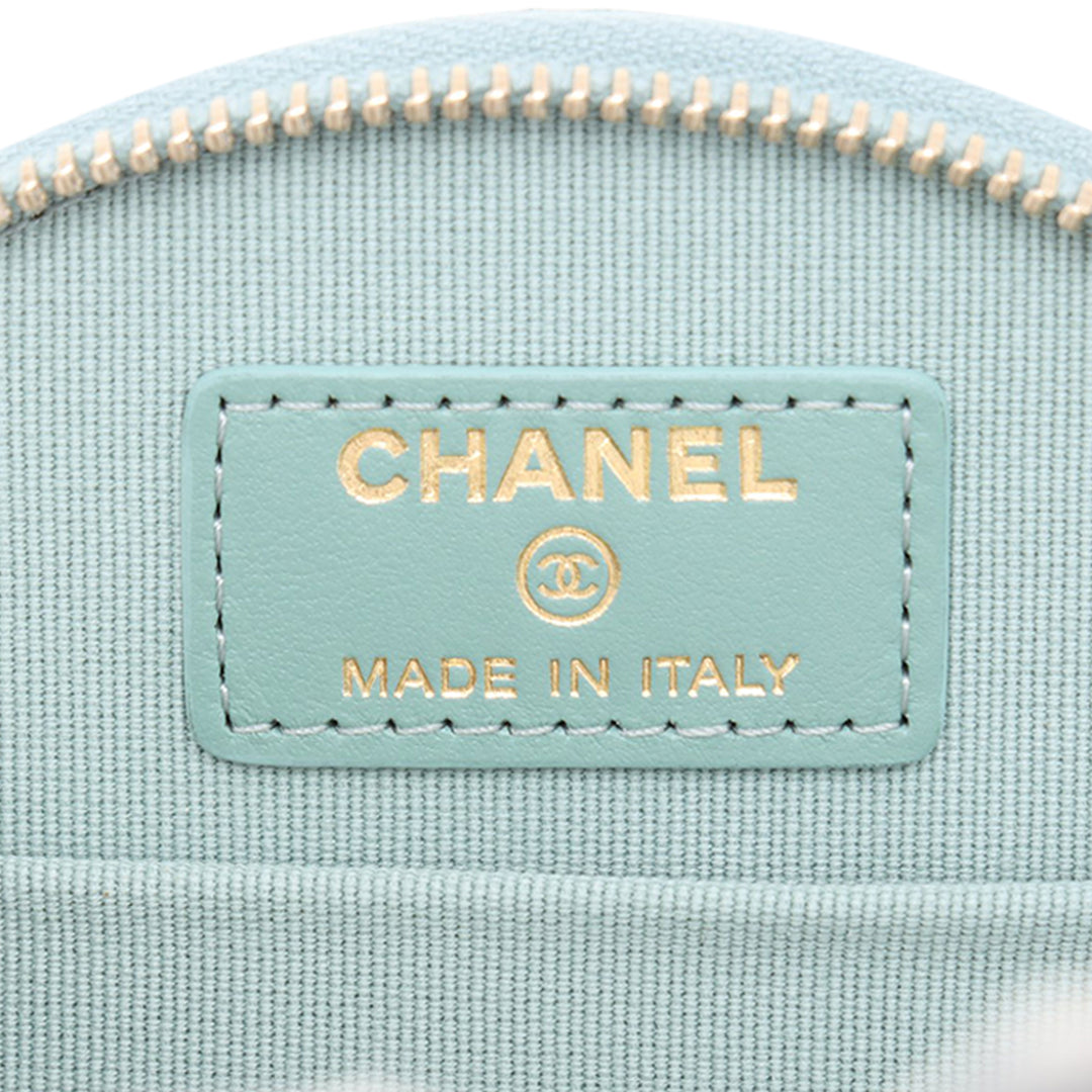 Chanel Matelassé Caviar Handle With Care Rond Vanity avec chaîne