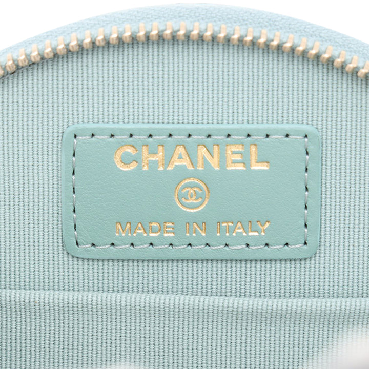 Chanel Matelassé Caviar Handle With Care Rond Vanity avec chaîne