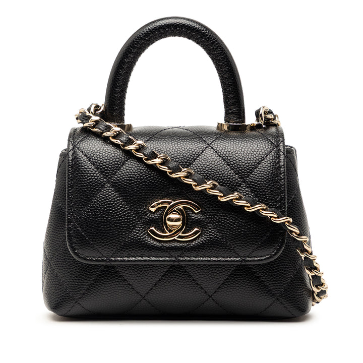 Chanel Nano Matelassé Caviar Coco sac à anse supérieure