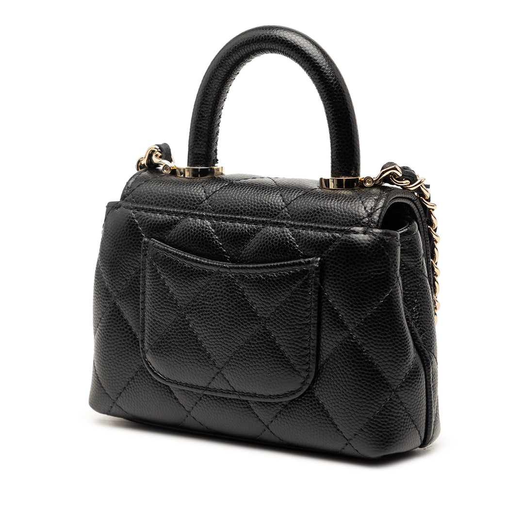 Chanel Nano Matelassé Caviar Coco sac à anse supérieure