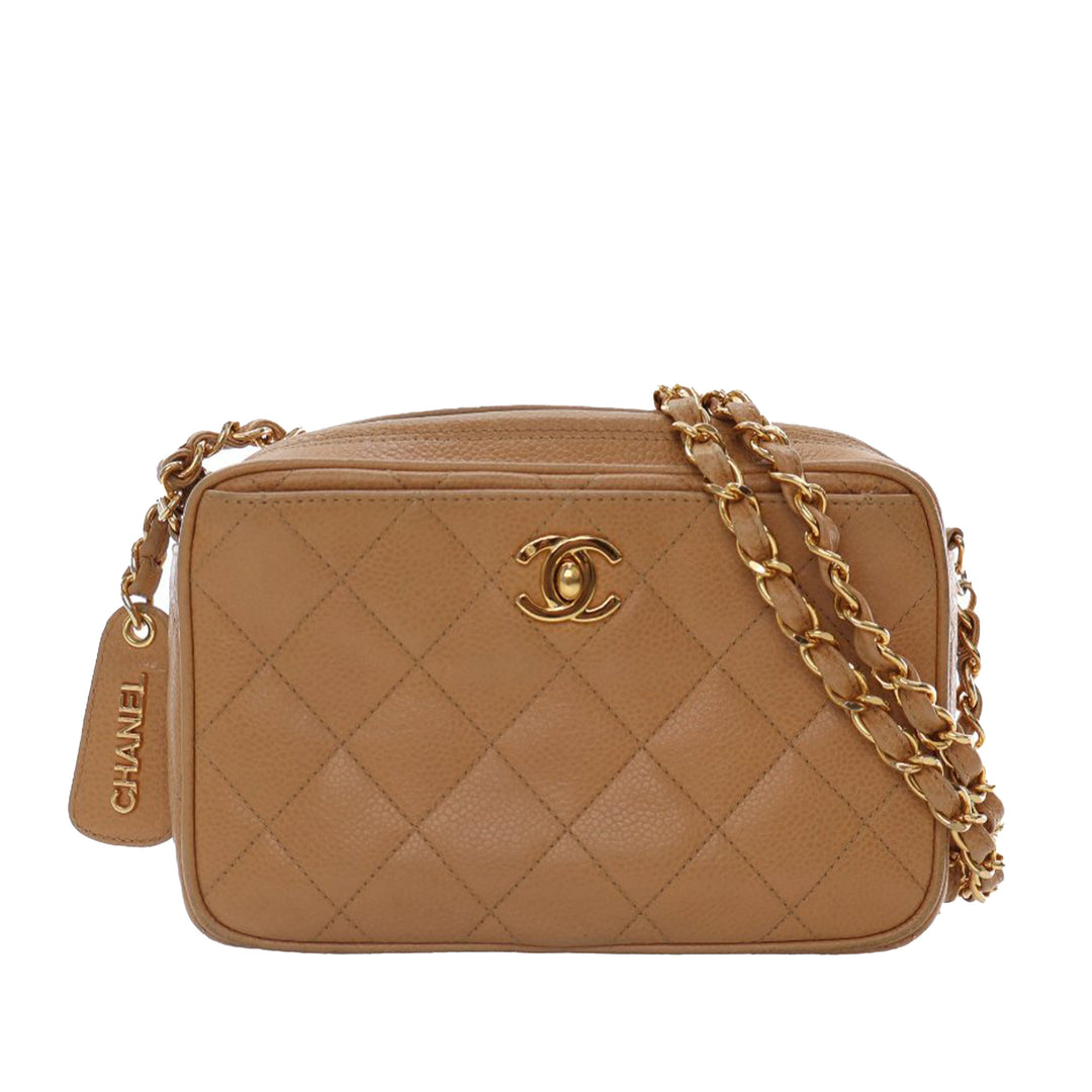 CC Quilted Caviar Camera Bag Brown - Gaby Paris