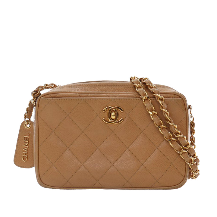 CC Quilted Caviar Camera Bag Brown - Gaby Paris