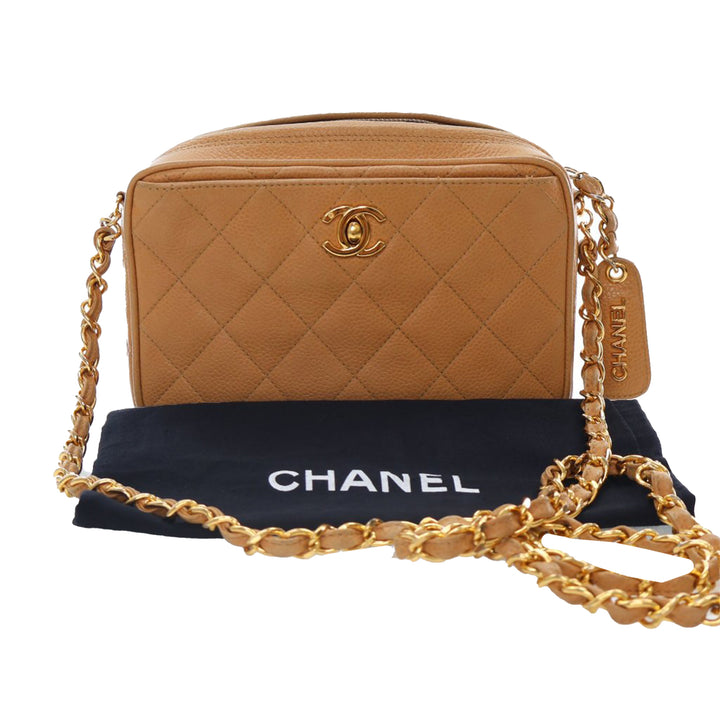 CC Quilted Caviar Camera Bag Brown - Gaby Paris