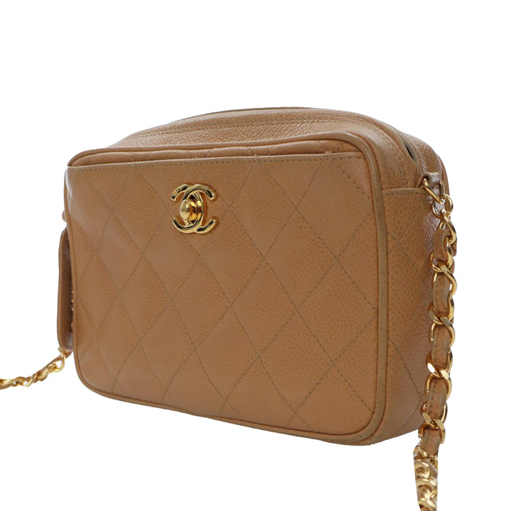 CC Quilted Caviar Camera Bag Brown - Gaby Paris