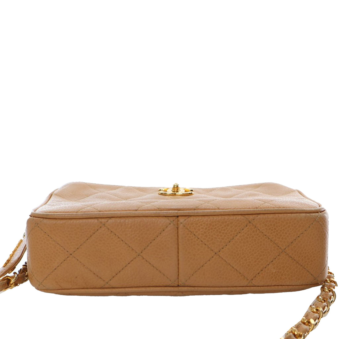 CC Quilted Caviar Camera Bag Brown - Gaby Paris