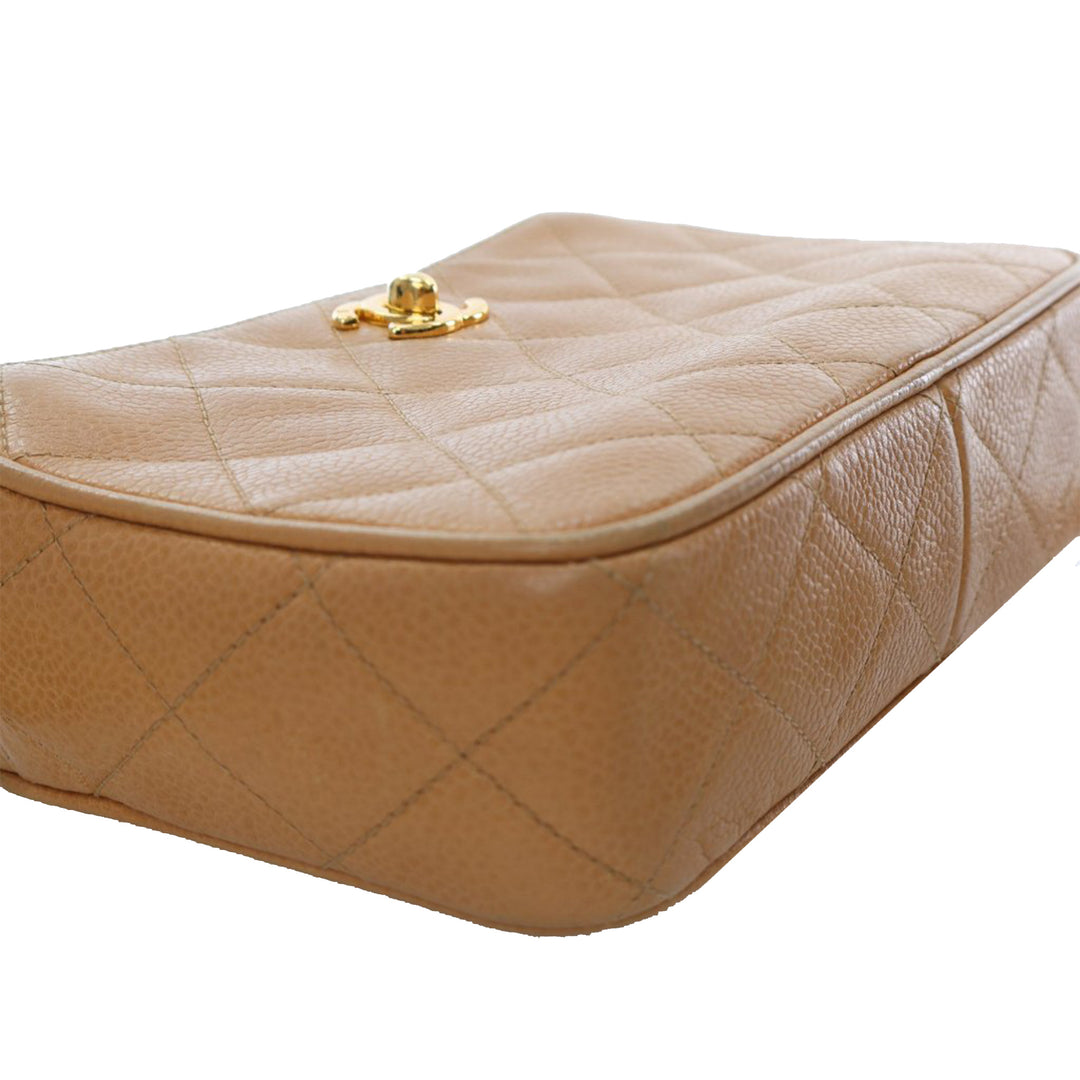 CC Quilted Caviar Camera Bag Brown - Gaby Paris