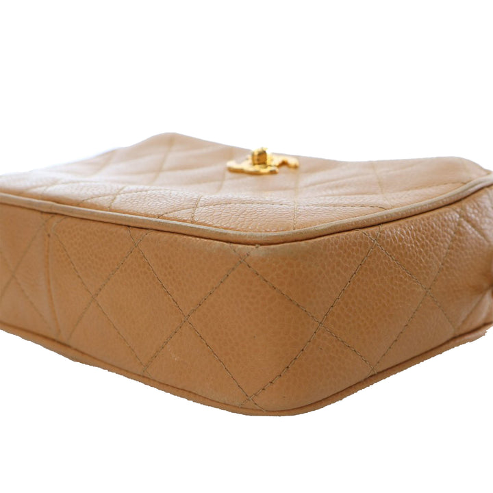 CC Quilted Caviar Camera Bag Brown - Gaby Paris