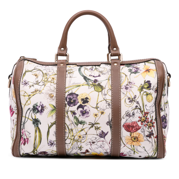 Flora Canvas Joy Boston Bag White - Gaby Paris
