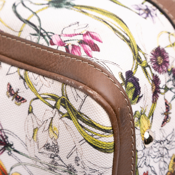 Flora Canvas Joy Boston Bag White - Gaby Paris