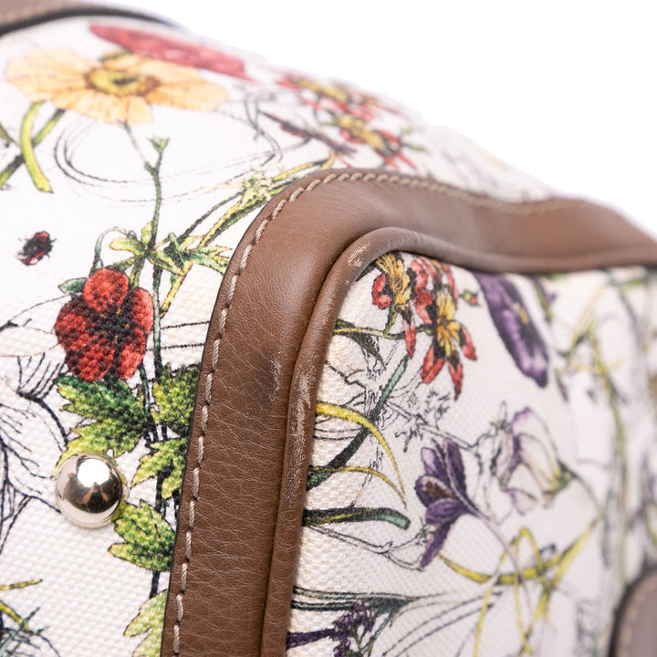 Flora Canvas Joy Boston Bag White - Gaby Paris