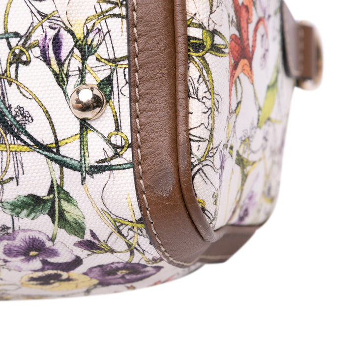 Flora Canvas Joy Boston Bag White - Gaby Paris