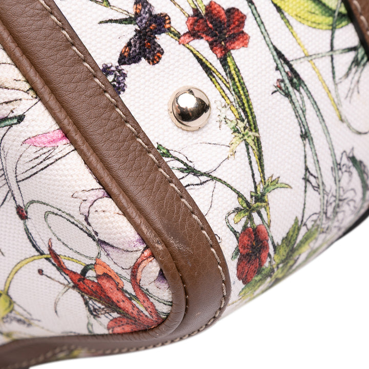 Flora Canvas Joy Boston Bag White - Gaby Paris
