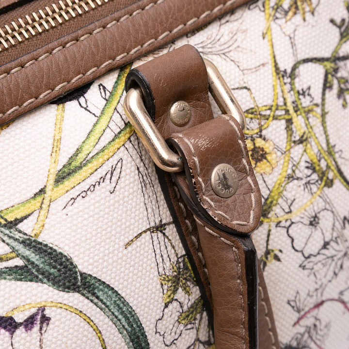 Flora Canvas Joy Boston Bag White - Gaby Paris