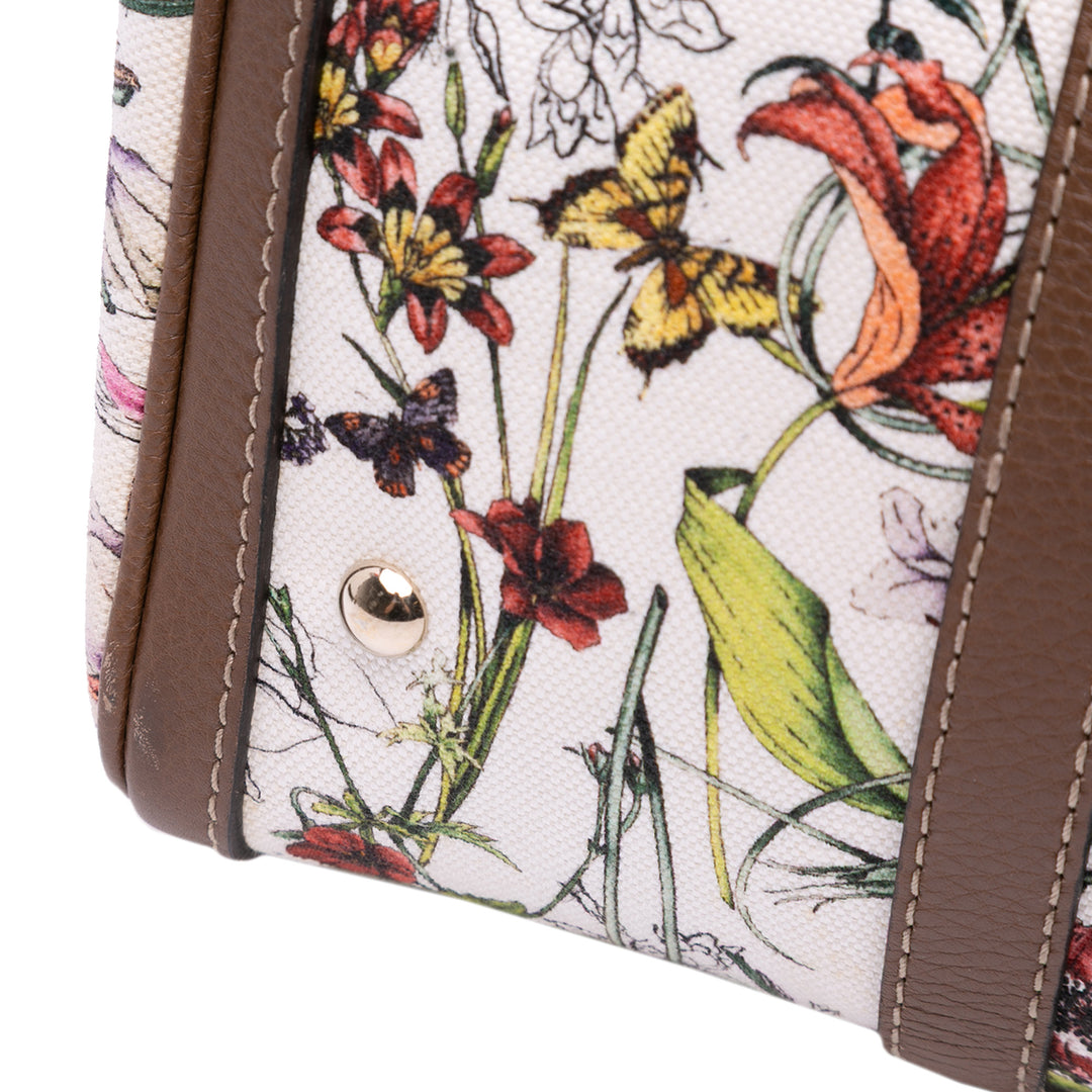 Flora Canvas Joy Boston Bag White - Gaby Paris