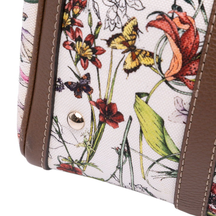 Flora Canvas Joy Boston Bag White - Gaby Paris