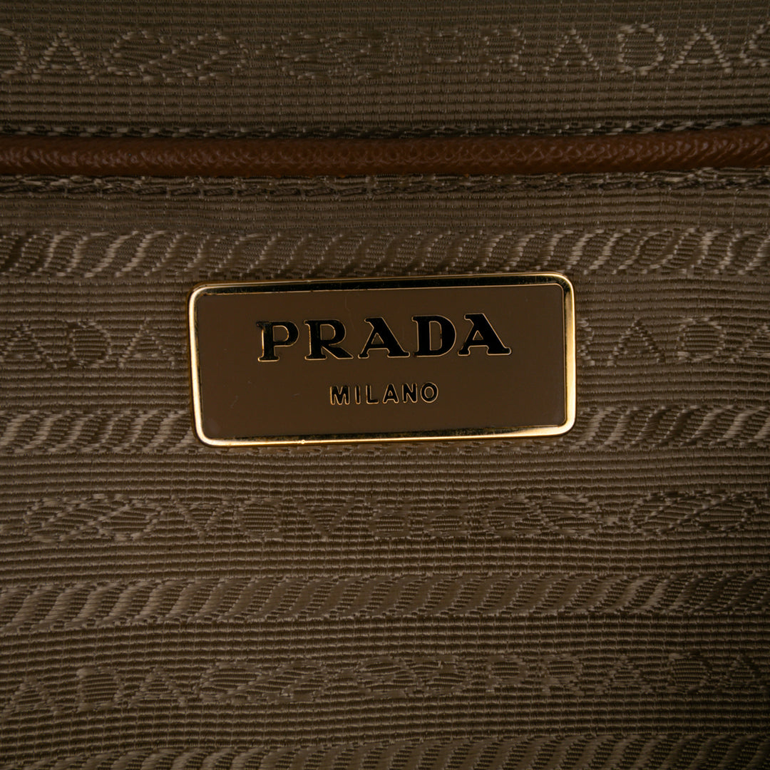 Large Saffiano Lux Galleria Double Zip Satchel Brown - Gaby Paris