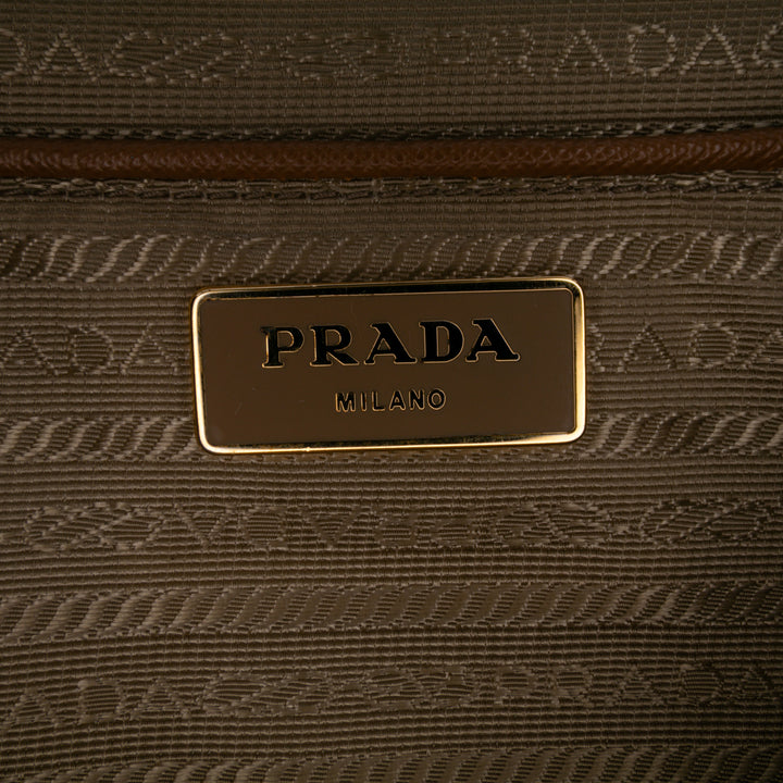 Large Saffiano Lux Galleria Double Zip Satchel Brown - Gaby Paris