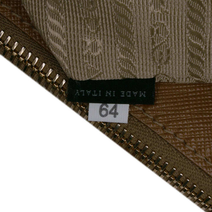 Large Saffiano Lux Galleria Double Zip Satchel Brown - Gaby Paris