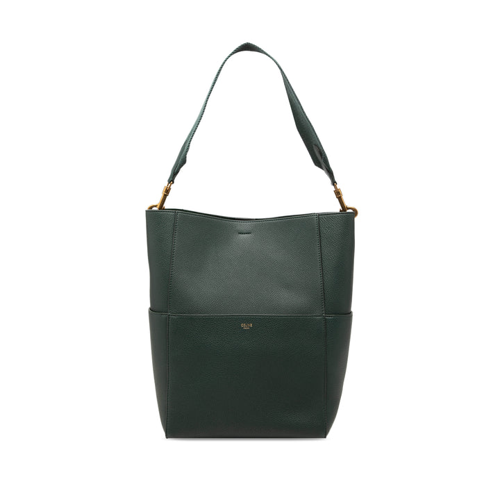Souple grainé Seau Sangle Sac seau Moyen Cuir de veau grainé Vert