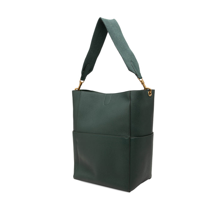 Souple grainé Seau Sangle Sac seau Moyen Cuir de veau grainé Vert