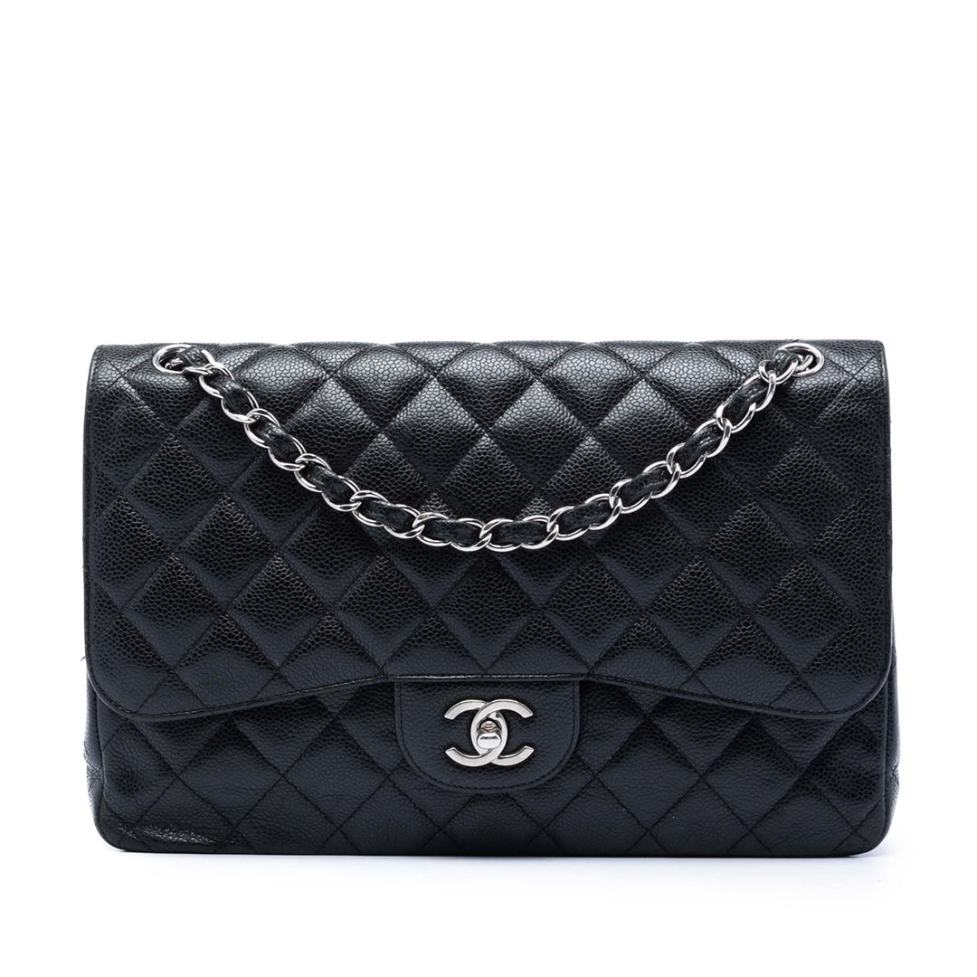 Chanel Classic Double rabat Jumbo Cuir caviar