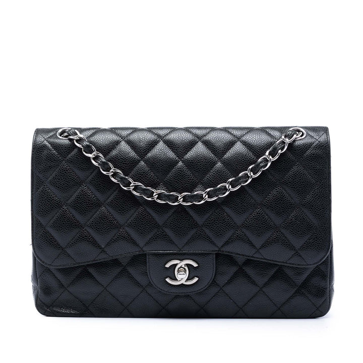 Chanel Classic Double rabat Jumbo Cuir caviar