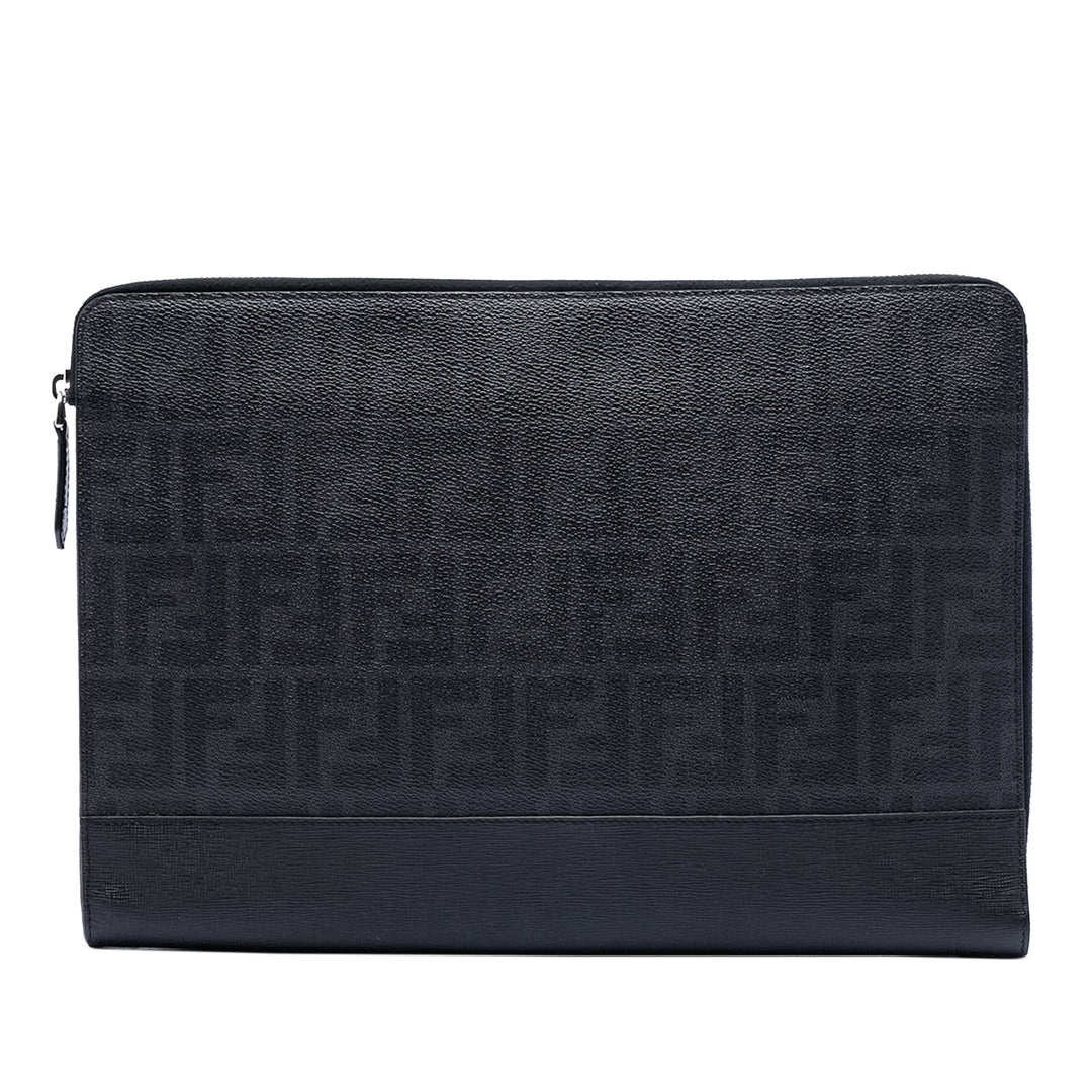 Fendi Cuir à finitions Zucca Coated Toile Pochette