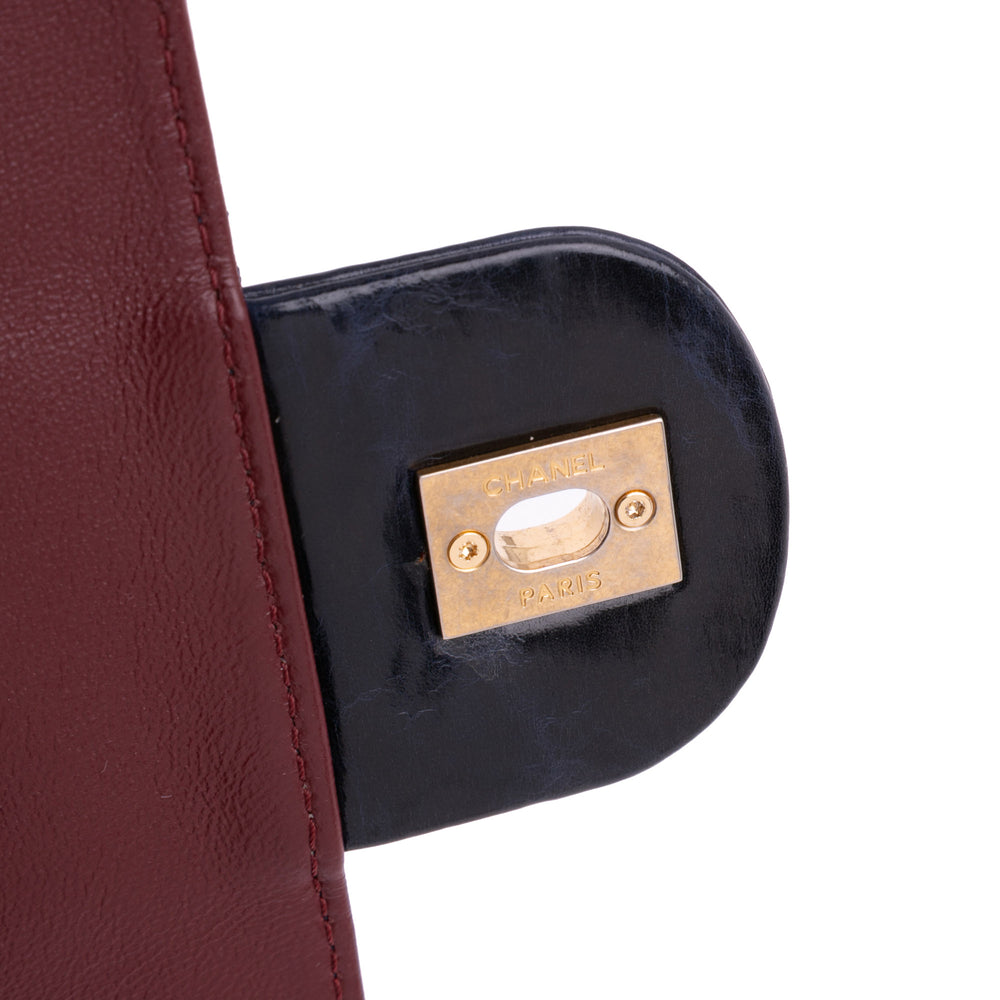 CC Crackled Glazed Calfskin Accordion Flap Blue - Gaby Paris