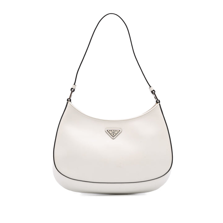 Prada Sac porté épaule Spazzolato Cleo Blanc – vue principale – GABY PARIS
