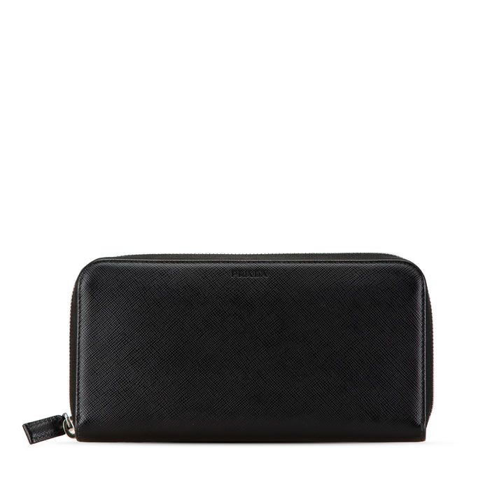 Saffiano Zip Around Wallet Black - Gaby Paris