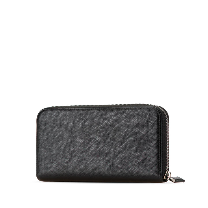 Saffiano Zip Around Wallet Black - Gaby Paris