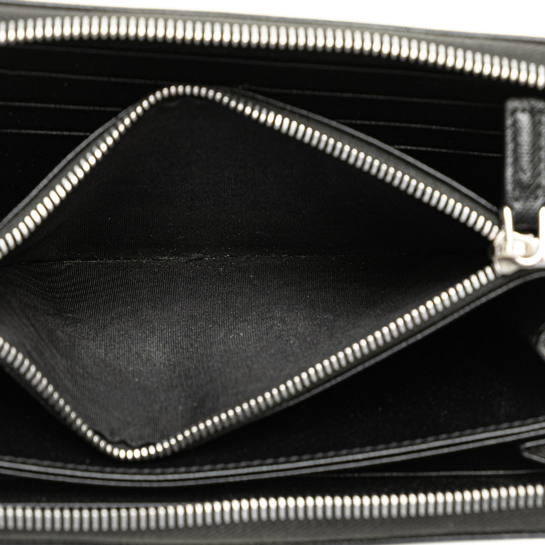 Saffiano Zip Around Wallet Black - Gaby Paris