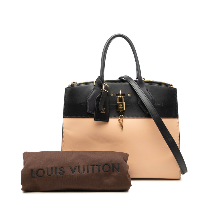 Louis Vuitton Tricolore City Steamer MM Cuir de veau lisse Noir