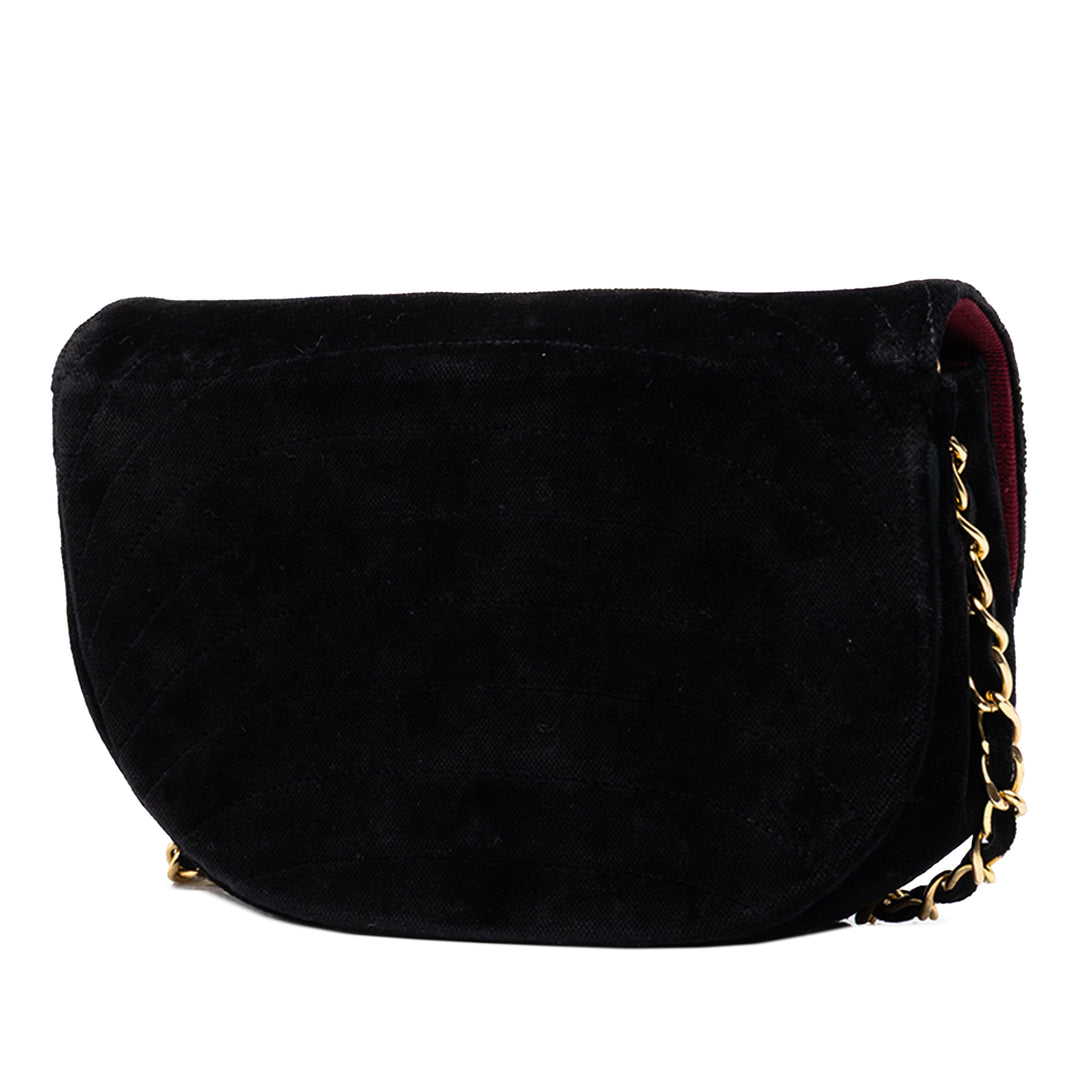 Chanel Sac bandoulière CC Horizontal Matelassé Crescent à rabat Noir – vue 2 – GABY PARIS