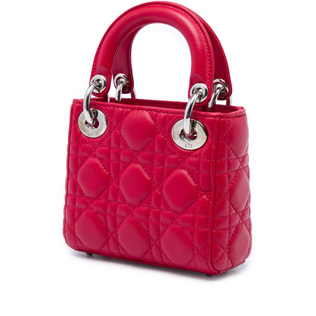 Dior Lady Dior Cannage 8 Cristal Mini Cuir d'agneau Rouge – vue 2 – GABY PARIS