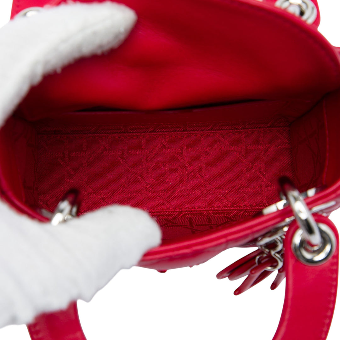 Dior Lady Dior Cannage 8 Cristal Mini Cuir d'agneau Rouge – vue 4 – GABY PARIS