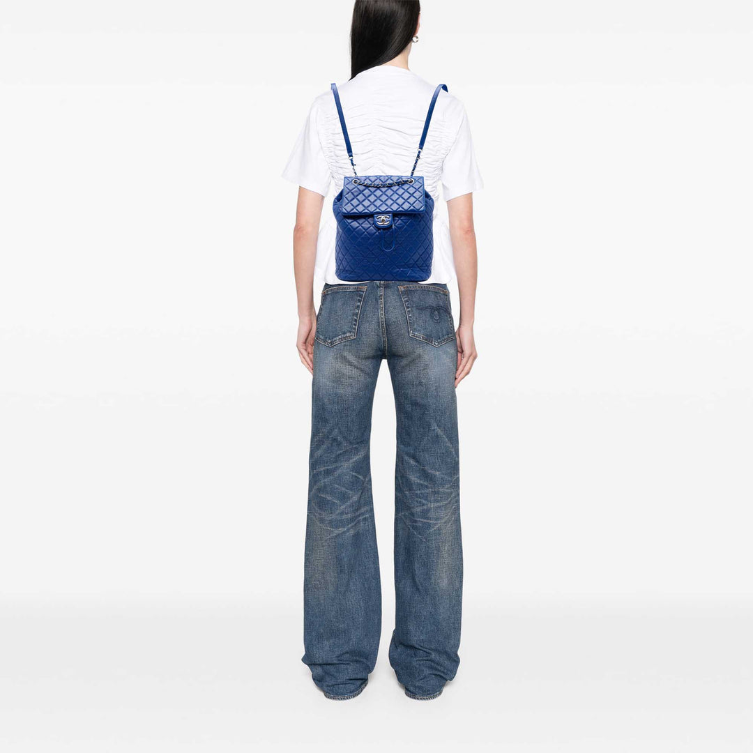 Matelassé Urban Spirit Sac à dos Grand Cuir d'agneau Bleu
