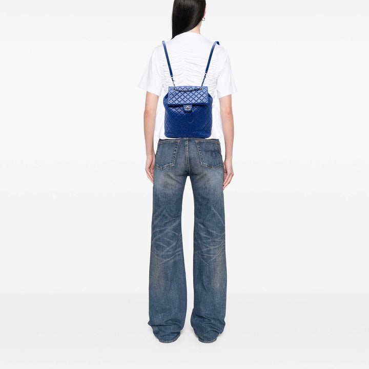 Matelassé Urban Spirit Sac à dos Grand Cuir d'agneau Bleu