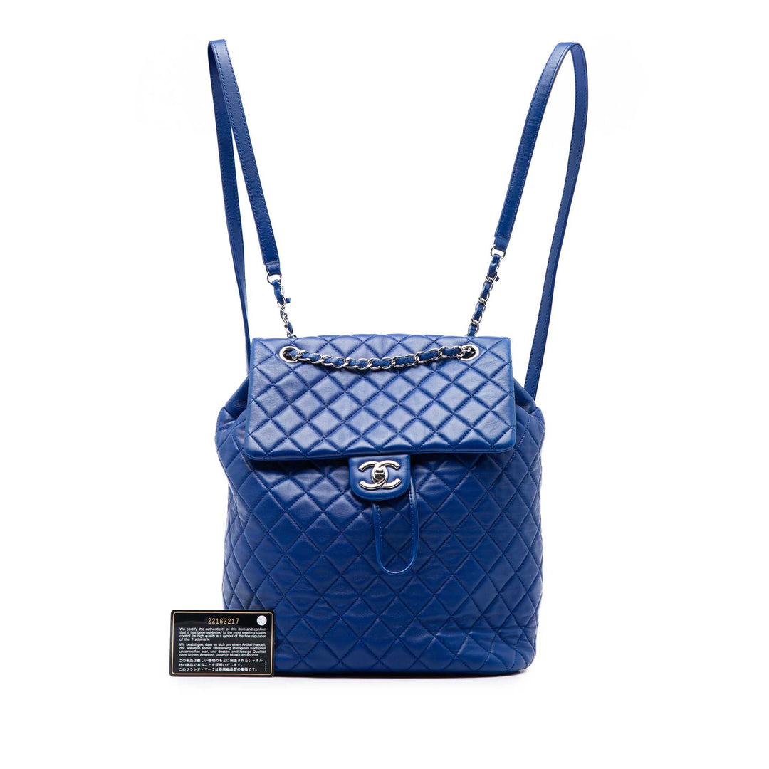 Matelassé Urban Spirit Sac à dos Grand Cuir d'agneau Bleu