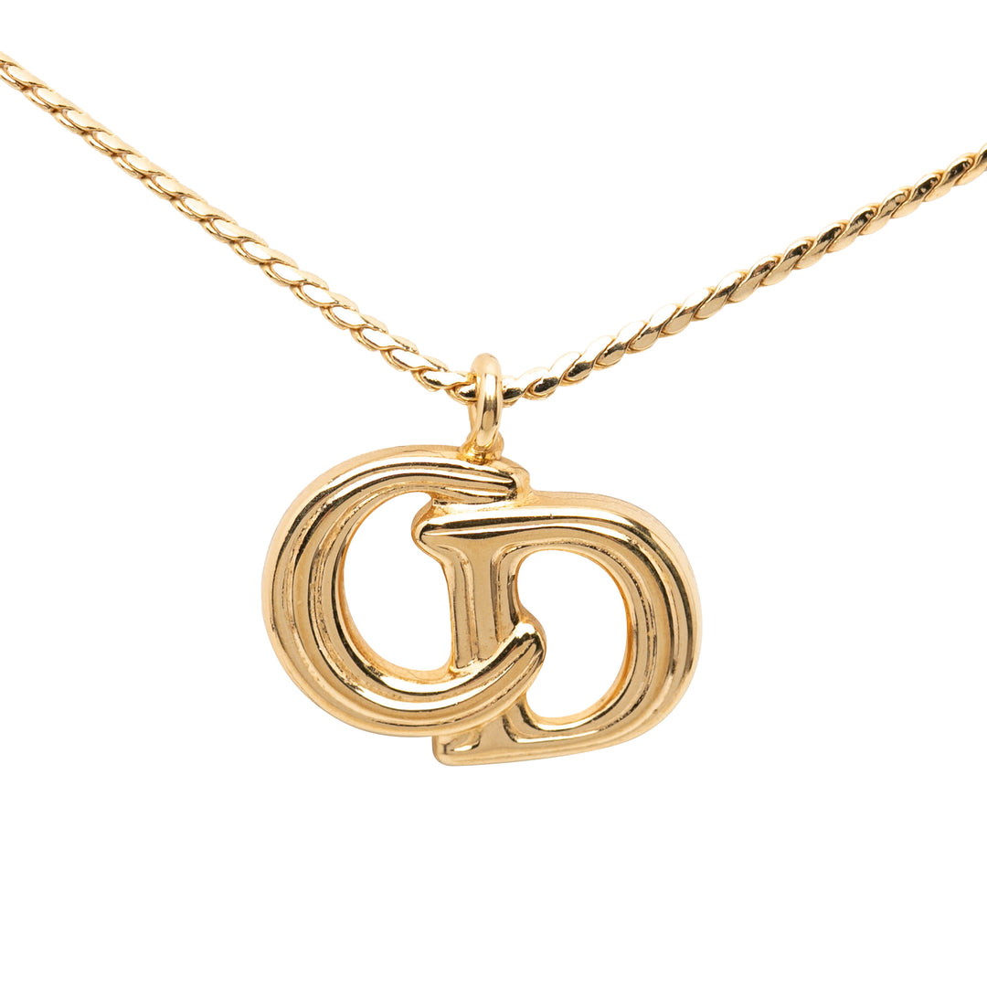 plaqué CD Logo Pendant Collier Doré