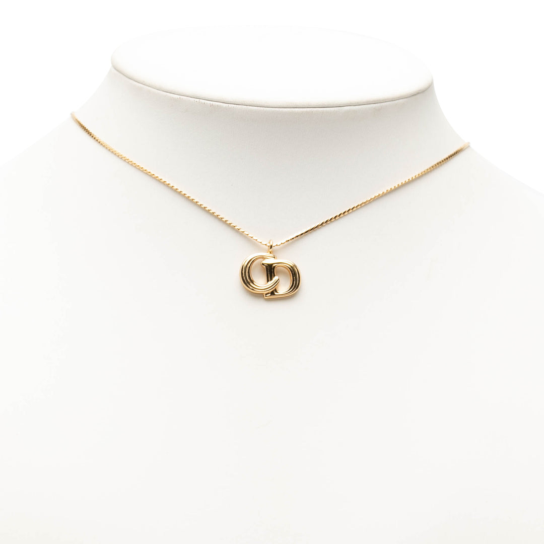 plaqué CD Logo Pendant Collier Doré