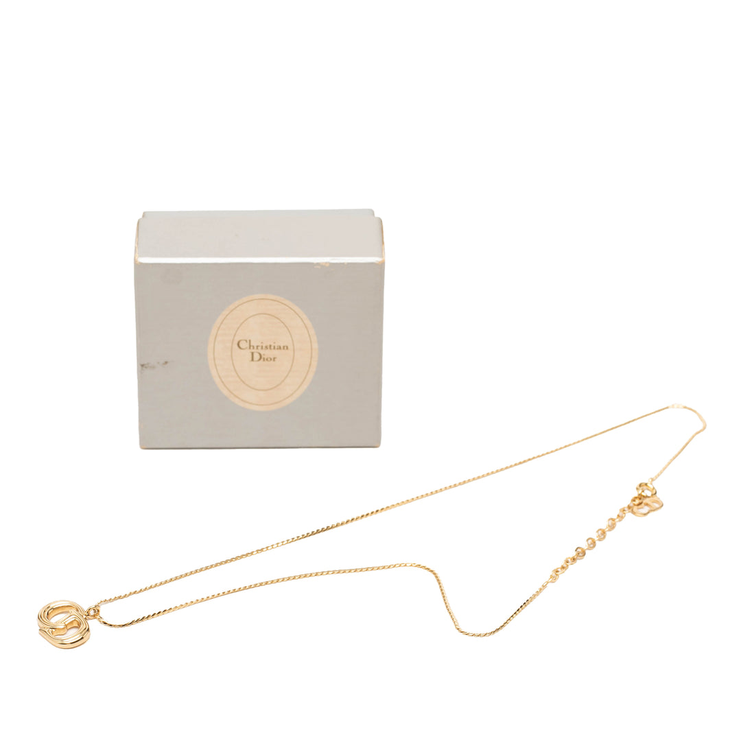 plaqué CD Logo Pendant Collier Doré