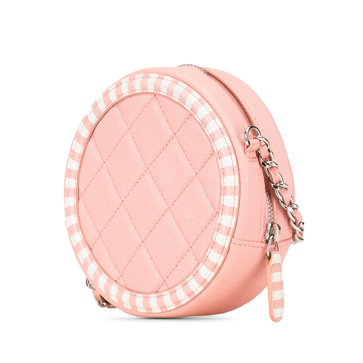 Caviar Striped CC Filigree Round Crossbody Pink - Gaby Paris