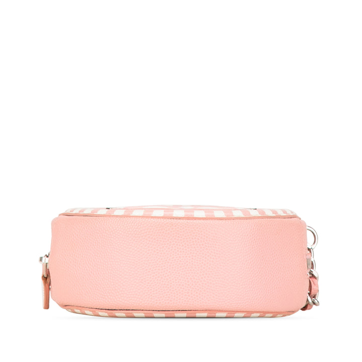 Caviar Striped CC Filigree Round Crossbody Pink - Gaby Paris