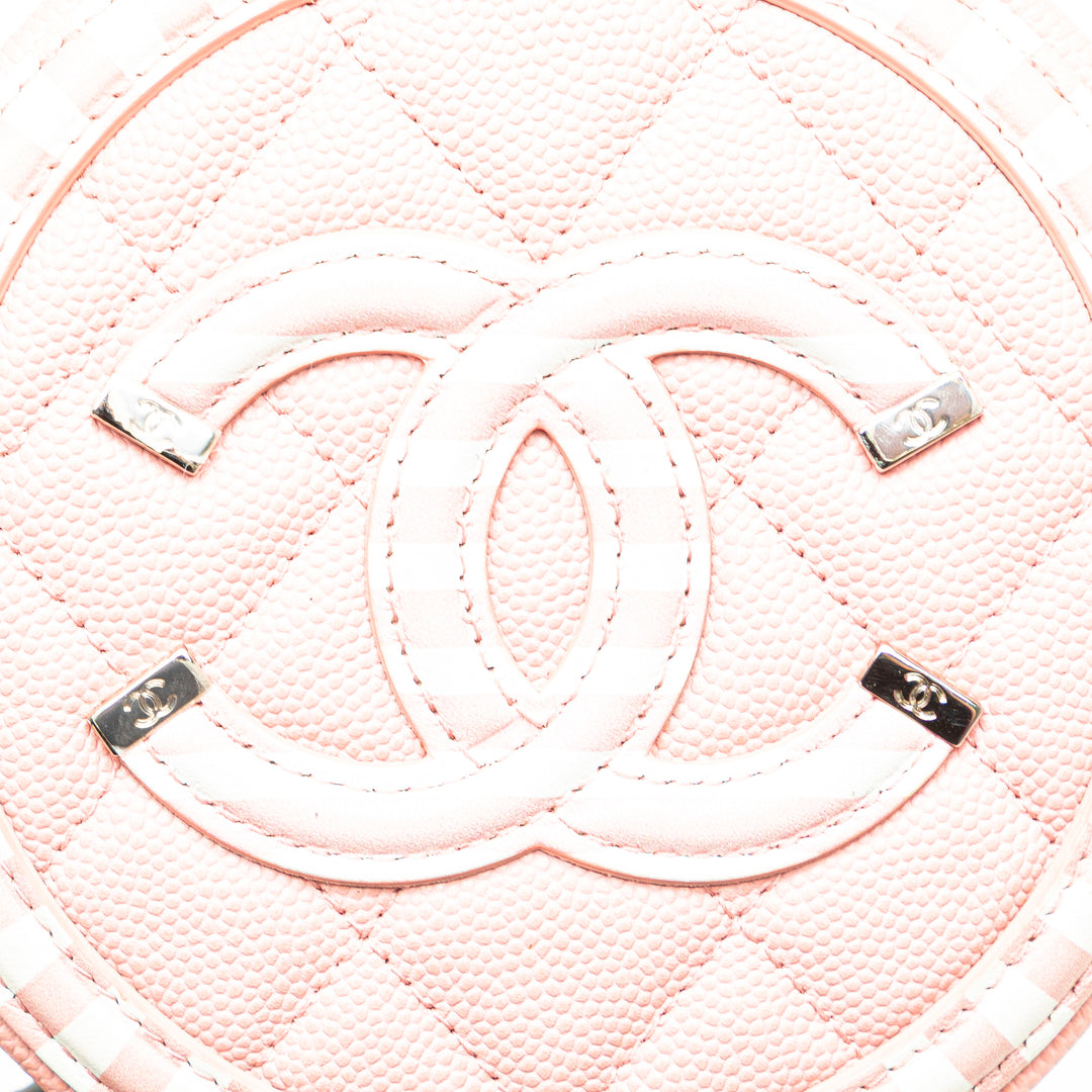 Caviar Striped CC Filigree Round Crossbody Pink - Gaby Paris